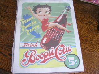 Betty Boop Drink Boopsi Cola Metal Advertisement Sign 12.  5 " X 16 " Nip