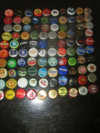 100 Different Vintage Beer Bottle Caps Out Of Print - Budweiser / Miller / Coors