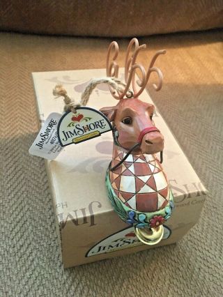 Jim Shore Reindeer With Dangle Bell Hanging Ornament 4017610