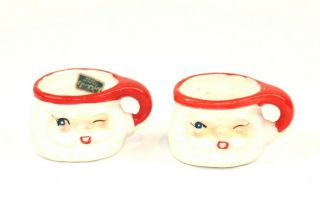 Vintage Mini Santa Cups Mugs Japan Lee Wards 1 3/8 " Tall 2 Cups