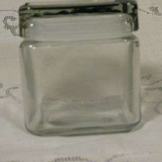 Anchor Hocking Square Clear Heavy Glass Kitchen Jar Canister W/ Gasket 4x4x5 