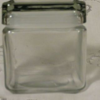 Anchor Hocking Square Clear Heavy Glass Kitchen Jar Canister W/ Gasket 4x4x5 