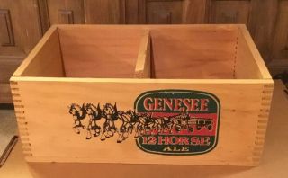 Vintage Genesee 12 Horse Ale Wood Wooden Crate Carrier Box