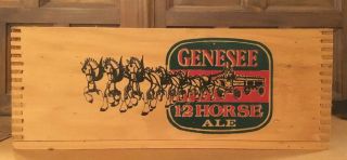 Vintage GENESEE 12 Horse Ale Wood Wooden Crate Carrier Box 2