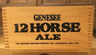 Vintage GENESEE 12 Horse Ale Wood Wooden Crate Carrier Box 3