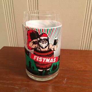 Revolution Brewing Fistmas Holiday Ale Beer Glass Chicago Can Shaped Santa