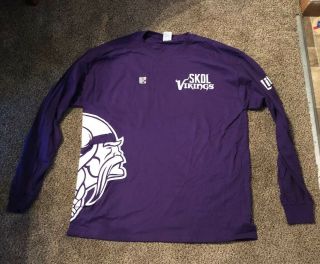 (l@@k) Miller Lite Beer Minnesota Vikings Purple Long Sleeve T Shirt Size Xl