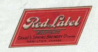 Beer Label - Canada - Red Label Export - Grant 