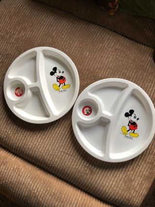 2 Mickey Mouse Club Snack Trays Walt Disney Productions Divided Plate Usa