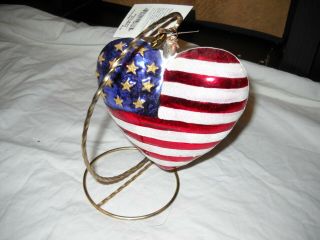 Christopher Radko Brave Heart Christmas Ornament W/ Stand Comm 9/11 Red Cross
