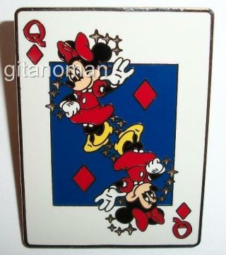 Disney Wdw - Minnie Mouse As The Queen Of Diamonds Playing Card Surprise Le Pin