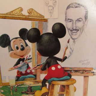 Disney Postcard Mickey Mouse Walt " Triple Self Portrait " Charles Boyer