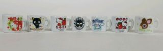 2004 Hello Kitty And Friends Sanrio Collectable Mini Ceramic Tea Cup Set Of 7