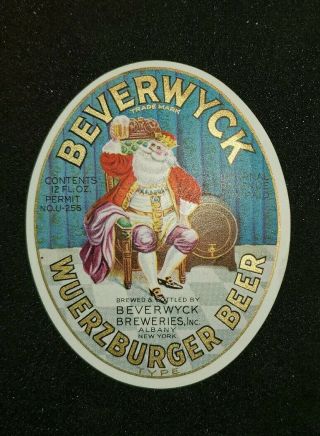 Beverwyck Wuerzburger Beer Label.  Irtp.  U Permit Albany,  Ny