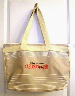 Disney Cruise Line Tote Bag Castaway Club Canvas Zippered Gray Beach Bag