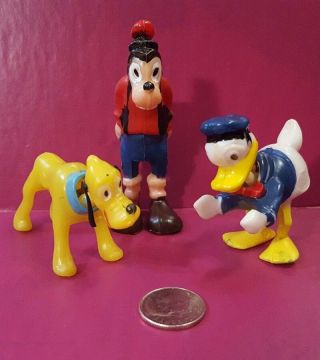 Vintage Walt Disney Marx Toys Mickey Mouse,  Pluto,  Goofy Bobble Head Nodders