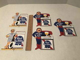 Vintage 1970’s Pabst Blue Ribbon Beer Cool Blue Stickers - Five In Total