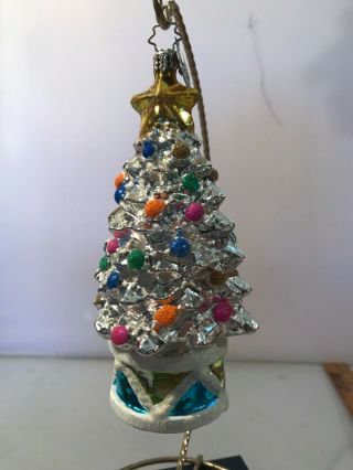 Early Christopher Radko Glass Christmas Ornament Rhythm Spruce Tree Silver