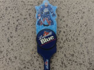 Labatt Blue Hockey Puck Goalie Beer Tap Handle Marker 10.  5  Tall