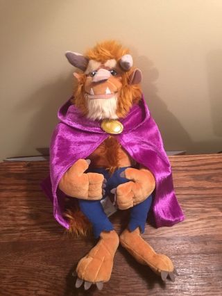 Disney Store Beast Beauty And The Beast Stuffed Plush Doll 16 " Purple Cape