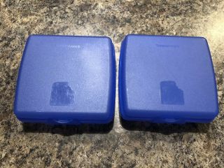 Tupperware Sandwich Keepers Lunch Box Blue Hinged One Piece Set Of 2 Euc