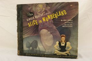 Vtg Record Set Ginger Rogers As Alice In Wonderland Disney Cover Art