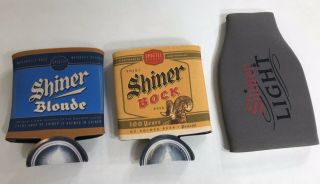Shiner Bock Beer Koozies Set Of 3 Spoetzl Texas Brewery Blonde Light Centennial 3