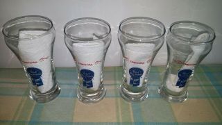 Vtg Pabst Blue Ribbon Pilsner Beer Glasses By Libbey / Set Of 4