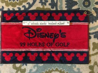 Vintage Mickey Mouse Golf Towel Walt Disney World Red Blue 99 Holes Of Golf