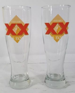 Dos Equis 16oz Pint Size Pilsner Beer Glasses (set Of 2) Barwear Holiday Party