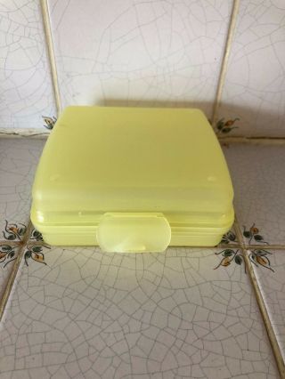 Tupperware Yellow Sandwich Keeper Container 5x5x2