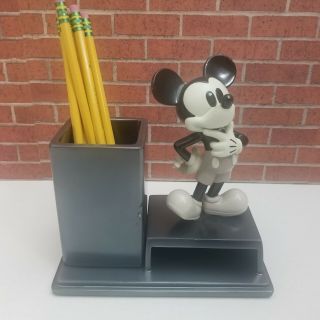 Disney Mickey Mouse Pen Pencil & Notepad Holder Black & White Mickey Vintage Old