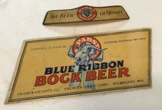 Old Pabst Blue Ribbon Bock Beer Label Tax Statement Milwaukee Wi Advertising