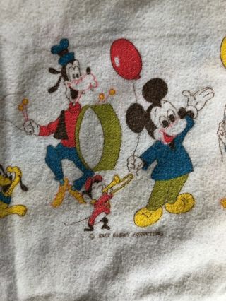 Vintage Disney Flannel Baby Blanket Minnie Mickey Donald Goofy 60s 25 " X 39 "