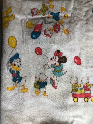 Vintage Disney Flannel Baby Blanket Minnie Mickey Donald Goofy 60s 25 