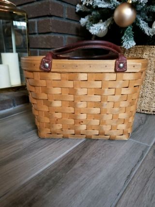 Longaberger Medium Boardwalk Basket Purse With Leather Handles
