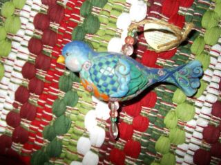Jim Shore Enesco Heartwood Creek Hanging Blue Bird Ornament with Beads 2