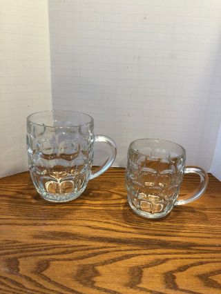 Set Of 2 Ravenhead Glass Dot Dimple Beer Mugs Made In England Pint And Halfpint