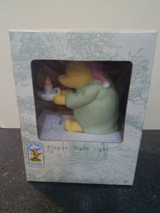 Winnie The Pooh Night Light Ceramic With Pajamas And Candle Classic Disney