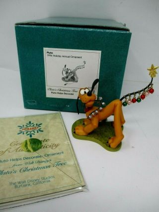 Disney Wdcc Pluto Helps Decorate Christmas Ornament Boxed With