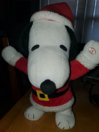 Hallmark Christmas Santa Dancing Snoopy Music Moves 13 " Sings Charlie Brown