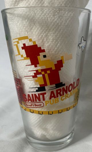 Saint Arnold Pub Crawl 8 Bit Game Theme Brewery Pint Beer Glass Houston Texas