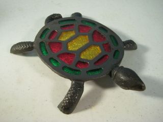 Turtle Trivet Cast Iron And Stained Glass