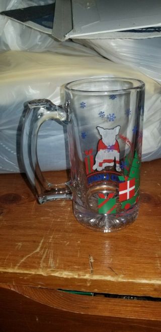 Bud Light Spuds Mackenzie Beer Glass Mug 1987 Christmas Ugly Sweater