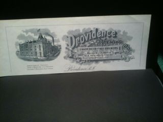 Pre Prohibition Providence Brewing Factory Scene Letterhead Top Narragansett.