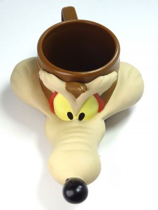 Rare 1993 Wile E Coyote Drinking Mug Cup Coffee Looney Tunes Cartoon 3 - D Kids