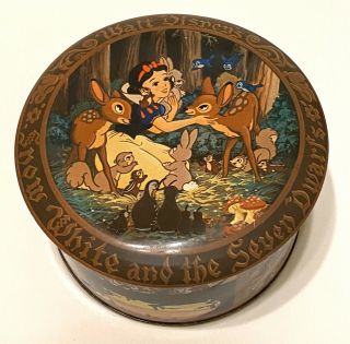 Walt Disney Snow White And The Seven Dwarfs Tin Candy Container Vintage England