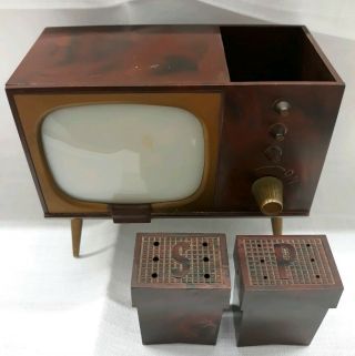 Vintage Retro Mid Century Modern TV Television Salt & Pepper Shakers Made In USA 3