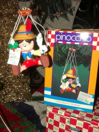 VTG Enesco Disney Pinocchio Christmas Tree Ornament A Real Boy For Christmas 2