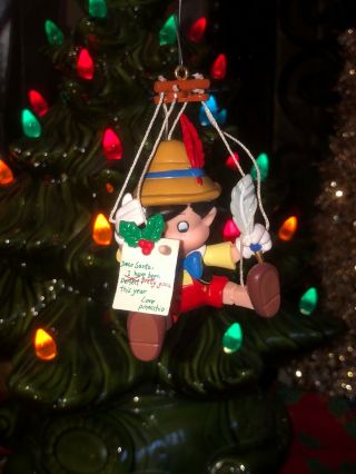 VTG Enesco Disney Pinocchio Christmas Tree Ornament A Real Boy For Christmas 3